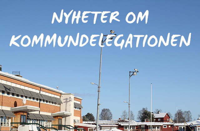 Bild på Gällö skola med texten nyheter om kommundelegationen